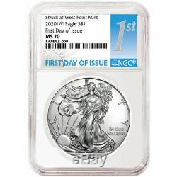 Presale 2020 (W) $1 American Silver Eagle 3 pc. Set NGC MS70 FDI First Label R