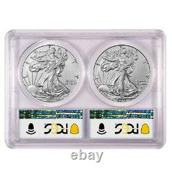 Presale 2021 $1 T1 and T2 Silver Eagle Set PCGS MS70 First and Last Day of Pro