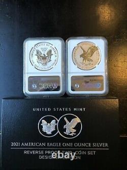 Presale 2021 2 Coin $1 Designer Reverse Proof Silver Eagle Ngc Pf70 Fr Set