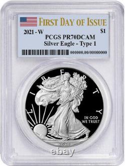 Presale-2021-W Proof Silver Eagle PCGS PR70 DCAM First Day of Issue