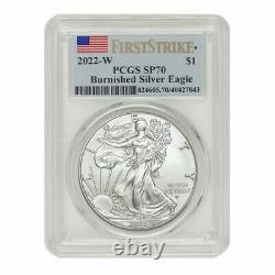Presale 2022 W Burnished American Silver Eagle, PCGS SP70 First Strike