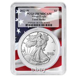 Presale 2022-W Proof $1 American Silver Eagle PCGS PR70DCAM FS Flag Frame