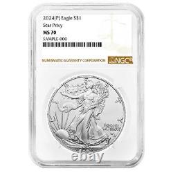 Presale 2024 (P) $1 1-oz American Silver Eagle Star Privy NGC MS70 Brown Label