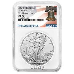Presale 2024 (P) $1 American Silver Eagle Star Privy NGC MS70 FDI Liberty B