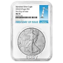 Presale 2024-W $1 1-oz Burnished American Silver Eagle NGC MS70 FDI First L