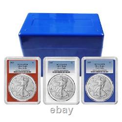 Presale 2025 $1 American Silver Eagle 3pc Set PCGS MS70 FS Blue Label Red W