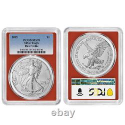 Presale 2025 $1 American Silver Eagle 3pc Set PCGS MS70 FS Blue Label Red W