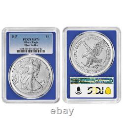 Presale 2025 $1 American Silver Eagle 3pc Set PCGS MS70 FS Blue Label Red W