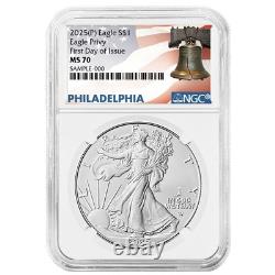 Presale 2025 (P) $1 American Silver Eagle First Eagle Privy NGC MS70 FDI Li