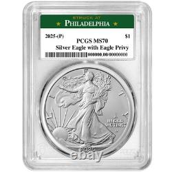 Presale 2025 (P) $1 American Silver Eagle First Eagle Privy PCGS MS70 Phild