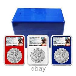 Presale 2025 (W) $1 American Silver Eagle 3pc Set NGC MS70 ER Black Label R