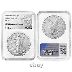 Presale 2025-W Burnished $1 American Silver Eagle NGC MS70 ER ALS Label