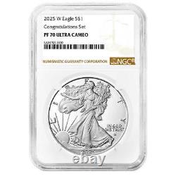 Presale 2025-W Proof $1 American Silver Eagle Congratulations Set NGC PF70U