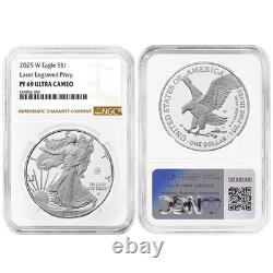 Presale 2025-W Proof $1 American Silver Eagle Laser Beam Privy NGC PF69UC B