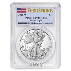 Presale 2025-W Proof $1 American Silver Eagle PCGS PR70DCAM FS Flag Label