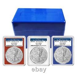 Presale 3pc Set 2025 (W) $1 1-oz American Silver Eagle PCGS MS70 FDOI Wes
