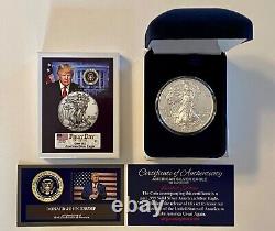 President Donald Trump. 2020 American Silver Eagle. 999 Silver Coin in a Case