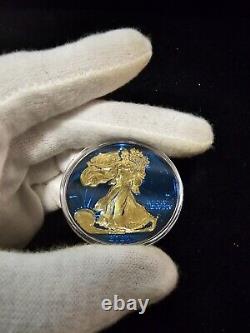Qty 3 2023-W 1oz. 999 Silver American Eagle Rounds Blue Gold Titanium Design UNC