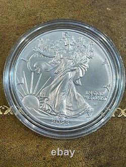 Qty 5 2023 Silver Eagles, BU 1 oz ea. In capsules with Cert great coins 5 Ounces