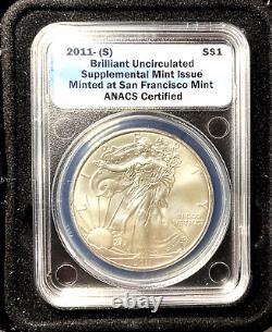 RARE 2011-S & 2011-W Silver Eagle Brilliant Uncirculated Supplemental Mint ANACS