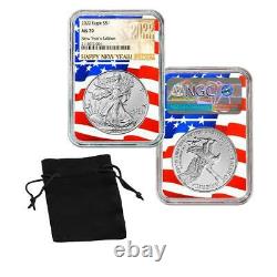 RARE 2022 American Silver Eagle NGC MS 70 New Year's Day Edition Flag Core