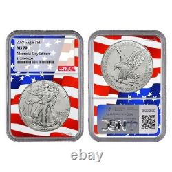 RARE 2024 American Silver Eagle NGC MS 70 Memorial Day Limited Edition Flag Core