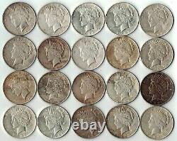 ROLL Lot VG-XF (20) 1922-1925 P/D/S Peace Silver Dollar 90% Eagle Collection