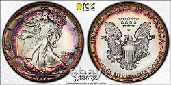 Rainbow Toned 1988 $1 American Silver Eagle MS68. PCGS Gold Shield + TrueView