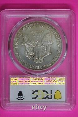 Rainbow Toned 1995 MS 68 Silver American Eagle PCGS Certified Trueview Slab 1122