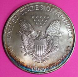 Rainbow Toned 1996 American Eagle Gem BU Coin Silver Dollar Uncirculated Oce 92