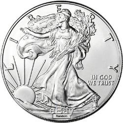 Random Date American Silver Eagle (1 oz) $1 BU Five 5 Coins