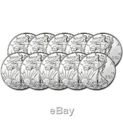 Random Date American Silver Eagle (1 oz) $1 BU Ten 10 Coins