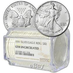 Roll of 20 1991 American Silver Eagle NGC Gem Uncirculated