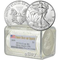 Roll of 20 2019 American Silver Eagle PCGS Gem BU First Day of Issue