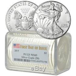 Roll of 20 2019 American Silver Eagle PCGS MS69 First Day of Issue