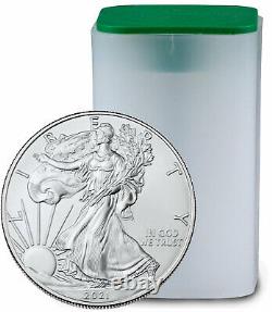 Roll of 20 2021 1oz American Silver Eagle $1 Coin Brilliant Uncirculated PRESALE