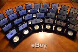 SET 1986 2019 W&S AMERICAN EAGLE PROOF SILVER DOLLAR in US MINT BOXES 34 COINS