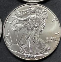 SIX $1 American Silver Eagles 1 oz BU 6 BU Coins Estate Sale #E606