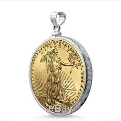 SPECIAL PRICE! 1 oz Gold American Eagle Random Year with Sterling Silver Bezel