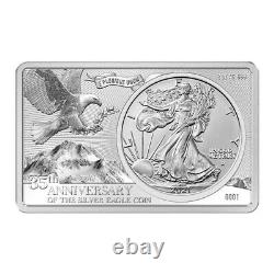 Sale Price 2021 3 oz Silver American Eagle Type 2 Coin & Bar Set 35th Ann