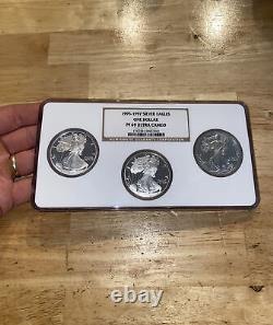 Silver Eagle Set NGC 69 PF ULTRA CAMEO 1995-1997.999 x3 Coin Collector Bullion