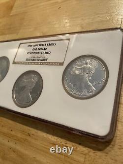 Silver Eagle Set NGC 69 PF ULTRA CAMEO 1995-1997.999 x3 Coin Collector Bullion