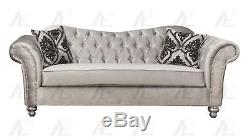 Silver Fabric Tufted Sofa American Eagle AE2600-S