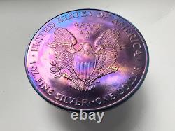 Stunning Rainbow Toned American Silver Eagle 1oz Unique Silver Dollar Coin E12