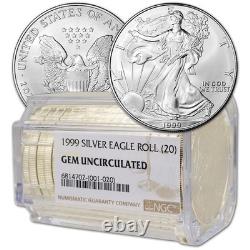Tube of 20 1999 American Silver Eagle Coin NGC Gem Uncirculated
