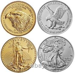 Type 2 2021 1/10 oz. American Gold Eagle BU & 1 oz American Silver Eagle BU