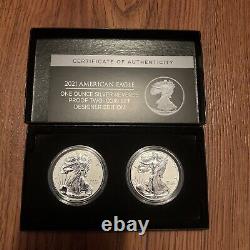 US Mint American Eagle 2021 One Ounce Silver Reverse Proof Two-Coin Set 21XJ